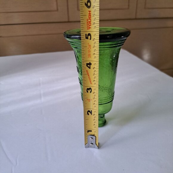 Wheaton Liberty Bell Decanter Green Glass Bottle Vintage 5" by 3" Patriotic Mini - Picture 16 of 16